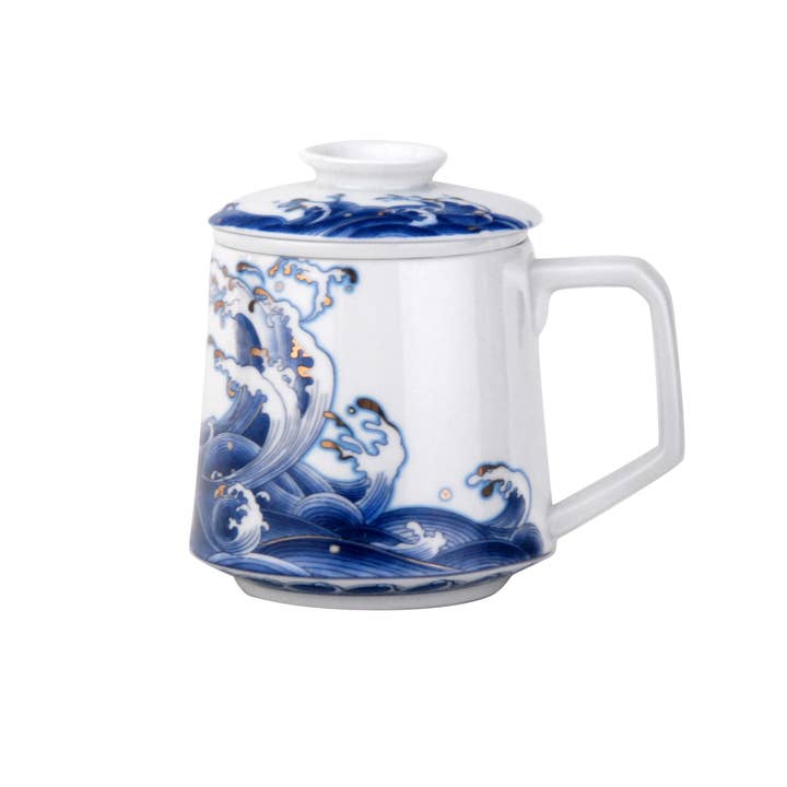Tasse avec infuseur et couvercle, poignée confortable, 12 fl.oz pour la vente par Melange Marche