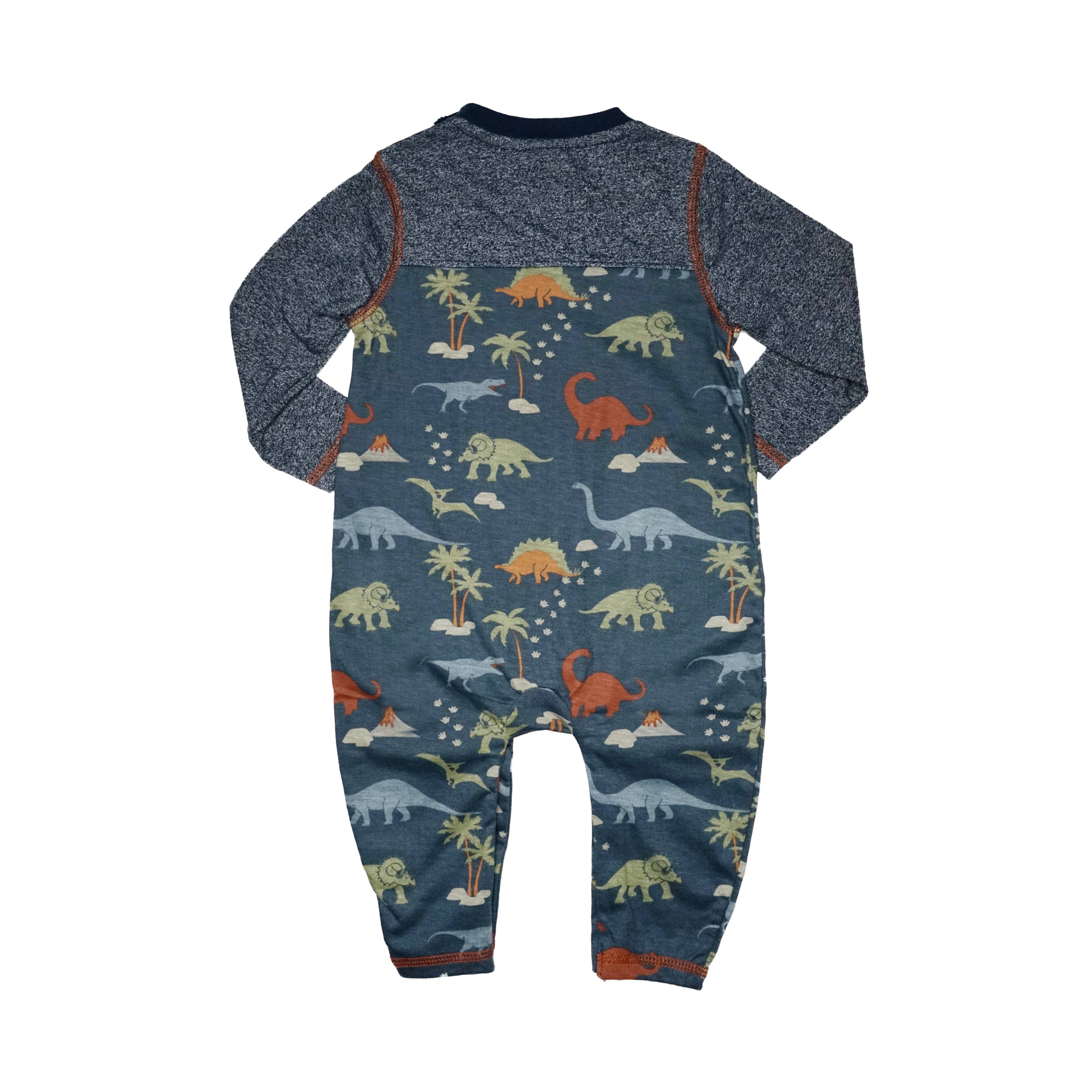 True Navy Dino Pocket Romper Baby for wholesale on Faire1