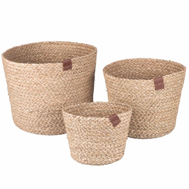 Set of 3 Natural Fiber Baskets /round H.23.5CM for wholesale by VdE Tivoli 1996