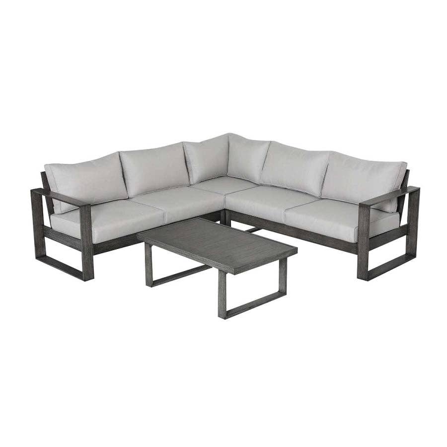 Light Gray Walsh 4-Piece Aluminum Sectional Sofa Set for wholesale on Faire1