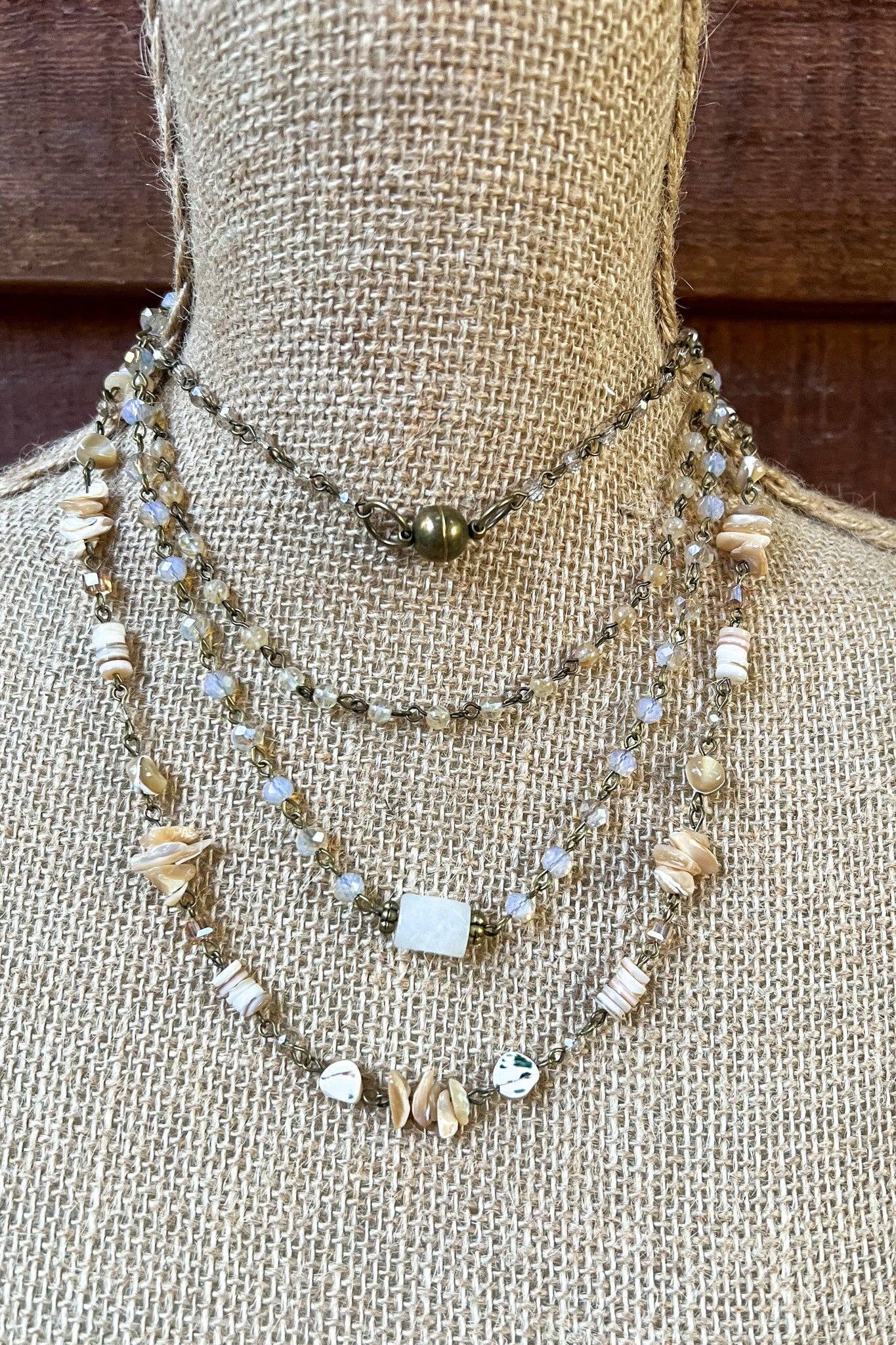 Dylan Designs - Wholesale Beaded/Pearl Necklace - Medina Necklace Beige2