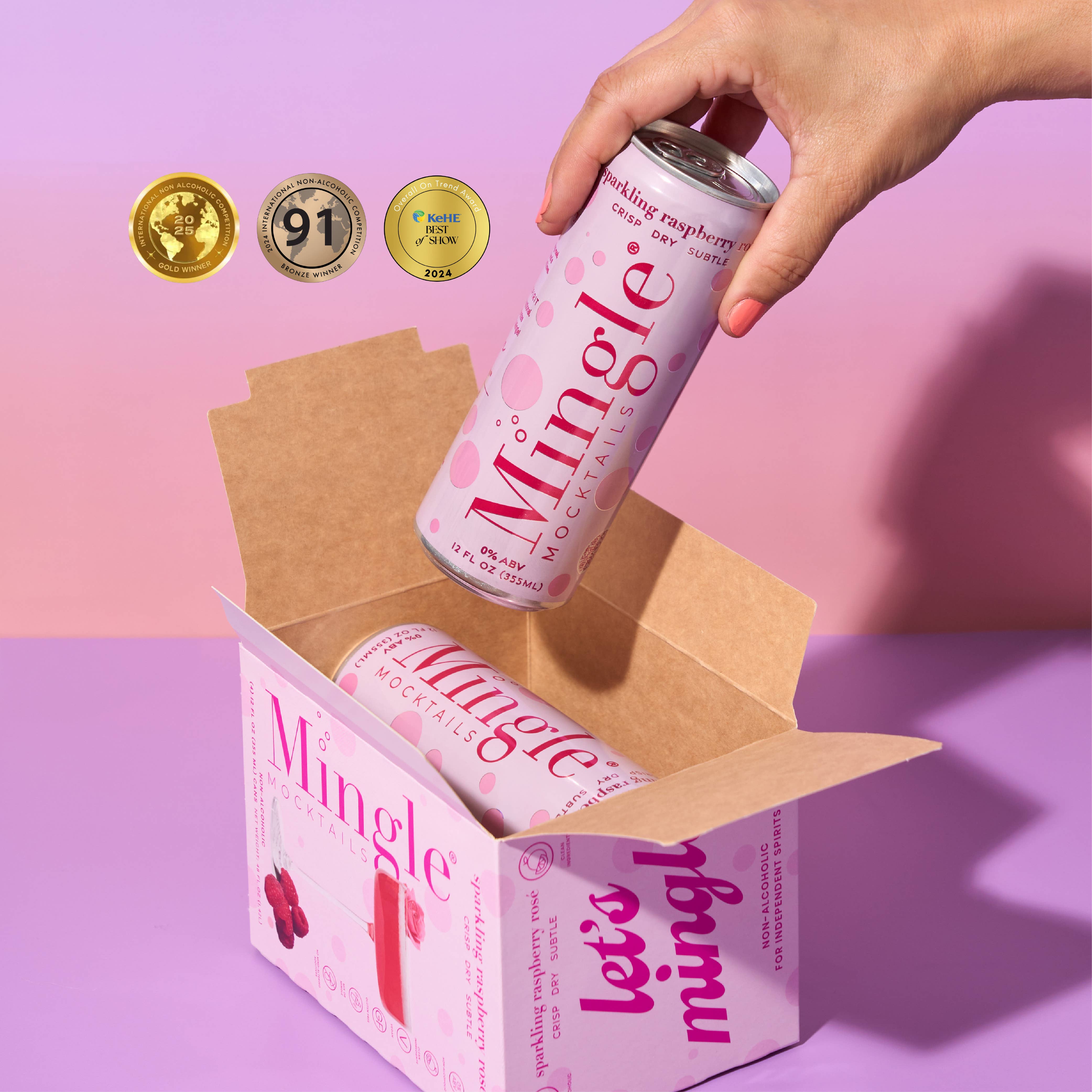 Mingle Mocktails - Wholesale Non-Alcoholic Aperitif/Mocktail - Raspberry Rosé Sparkling Mocktail (6 x 4pk)4