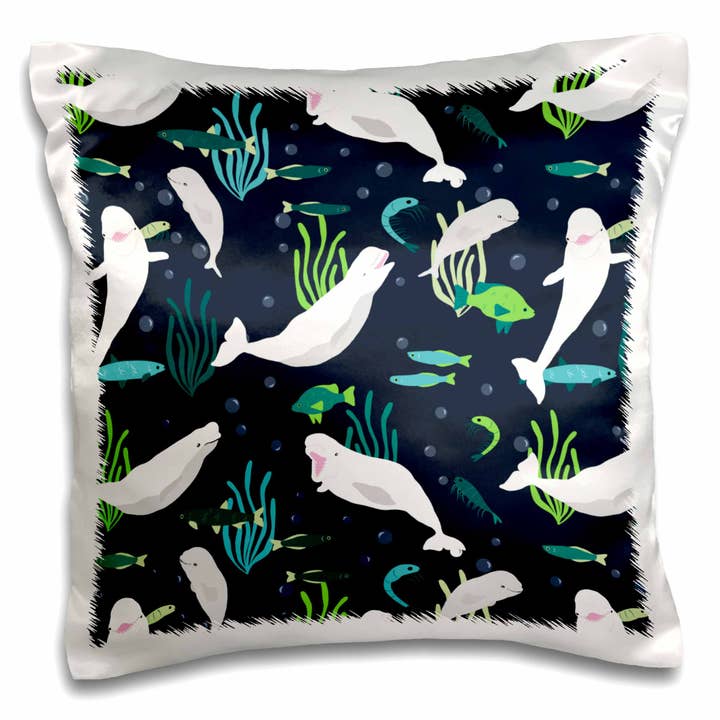 3dRose, Beluga Ozean Dunkelblau, Kissenbezug für den Großhandel von 3dRose