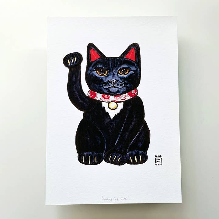 Lucky Cat Sith Prints for wholesale by Sarah Kwan Artist