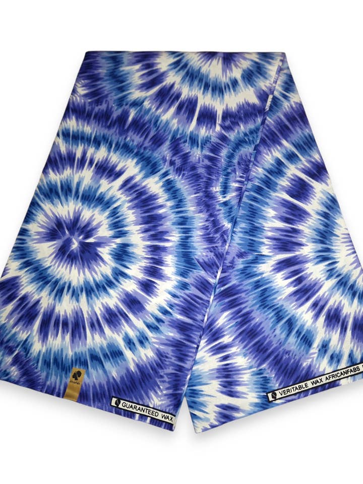 6 Yards - African print fabric - Blue Tie Dye - 100% cotton for wholesale by AfricanFabs