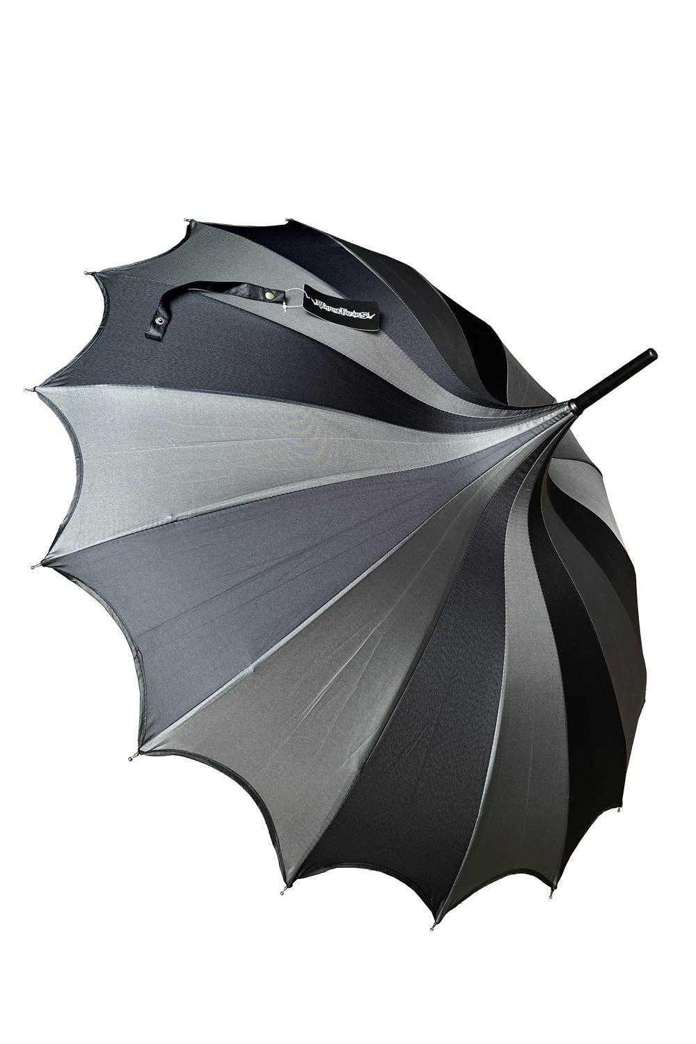 vampirefreaks - Wholesale Umbrella - Unisex - Batwing Pagoda Umbrella [BLACK/GRAY STRIPED]2
