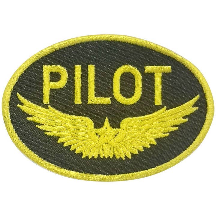Pilot Gold Wings Embroidered Patch (Iron On Application) for wholesale by Aeroplane Apparel Co.