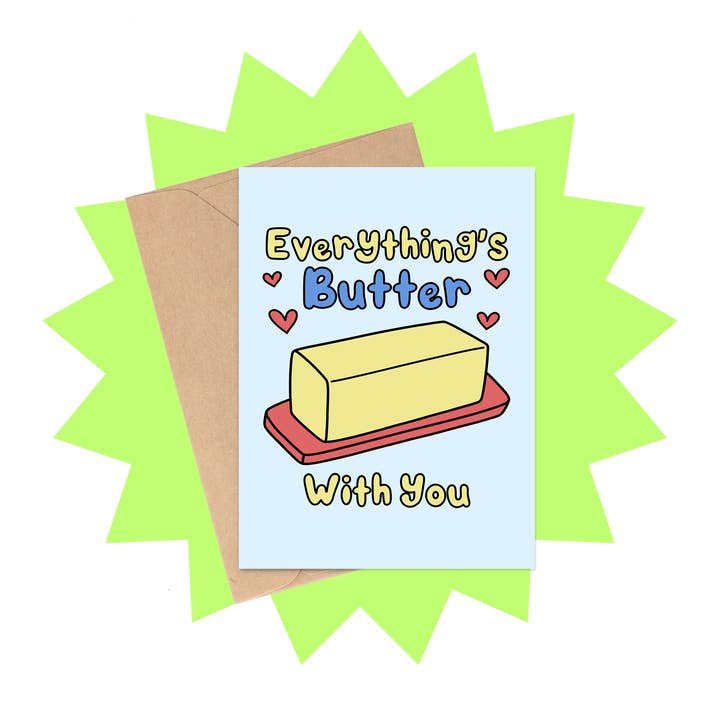 Everything's Butter With You - Food Pun Anniversary Card for wholesale by Siyo Boutique