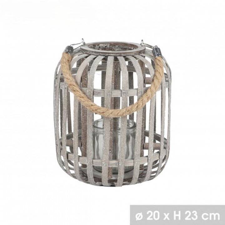 Boutique Huléti - Wholesale Lantern - Sean bamboo lantern weathered natural decor wicker rattan indoor & outdoor - to place or hang -