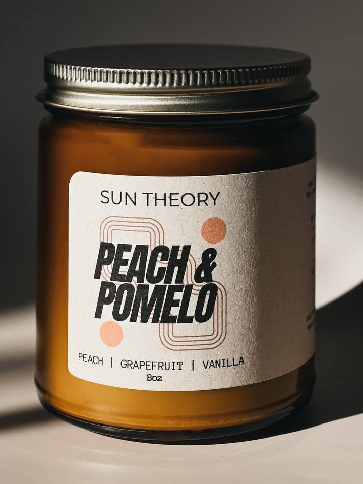 Peach & Pomelo 8oz Soy Candle for wholesale by Sun Theory
