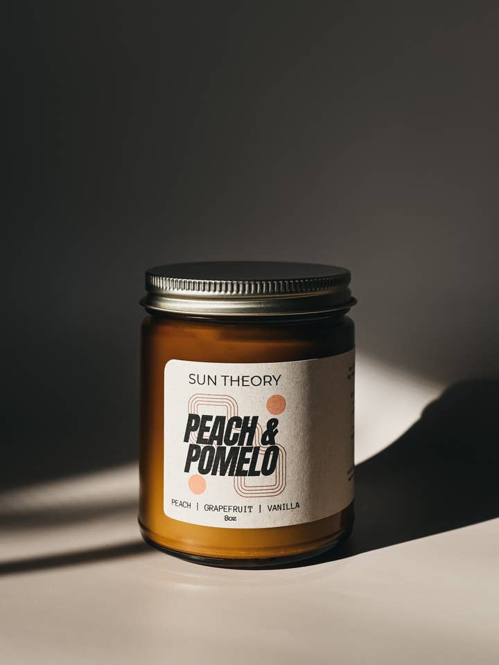 Peach & Pomelo 8oz Soy Candle for wholesale by Sun Theory