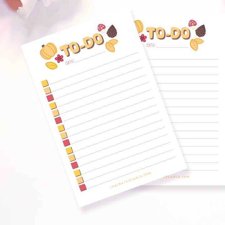 Memoblok met takenlijst met herfstthema - Leuk briefpapier - voor wholesale door Rosie Art Studio