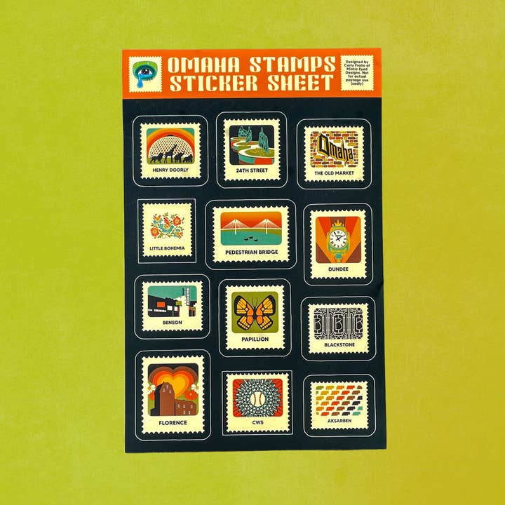 Foglio di adesivi Omaha Stamps per la vendita all'ingrosso da parte di Mistie Eyed Designs