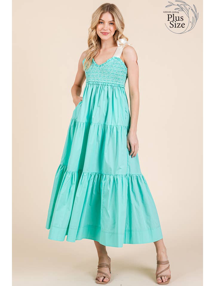 GeeGee x Lovelo - Vendita all'ingrosso Vestito - Donna - Abito midi plissettato a balze taglie comode, MD51552PL7