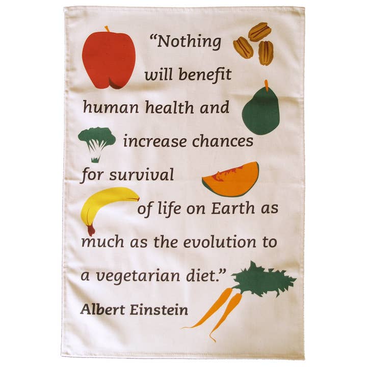 Einstein Vegetarian Tea Towel for wholesale by Radical Tea Towel
