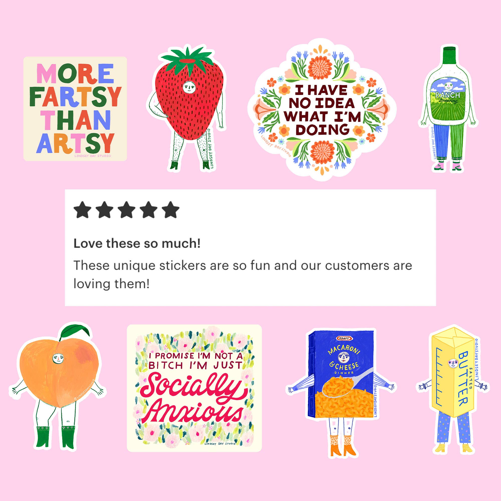 Lindsey Day Studio - Vendita all'ingrosso Adesivo - Adesivo più Fartsy che Artsy, Adesivo Divertente Adesivo Stravagante1