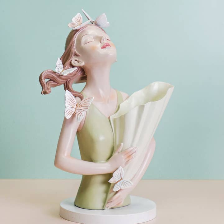 Liffy - Wholesale Vase - Nordic Girl Resin Flower Vase Modern Butterfly Sculpture9