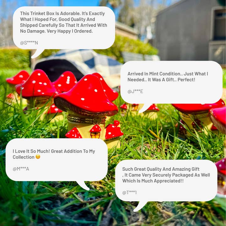 3PercentMarket – Organizador/caixa de joias por atacado – Caixa de Bugigangas Pintada à Mão em Forma de Casa de Cogumelo1