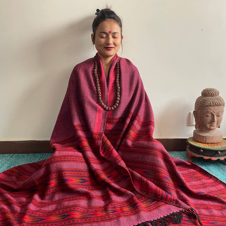 Green Frog India – wholesale Prydnadsfilt – Handvävd Himalaya Pure Wool Yoga- och Meditationsfilt8