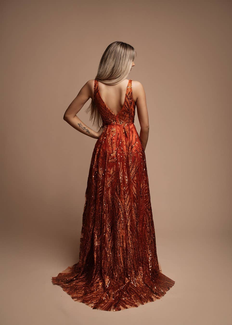 Eva & Lola - Epsilonn - Wholesale Formele jurk - Dames - HM2235 - Mouwloze maxi-jurk met pailletten8