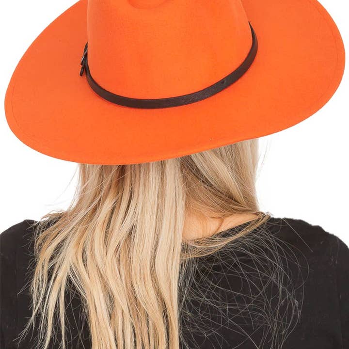 Cap Zone - Wholesale Fedora - Women's - Red Bottom Black Belt Rancher Hat Wide Brim33