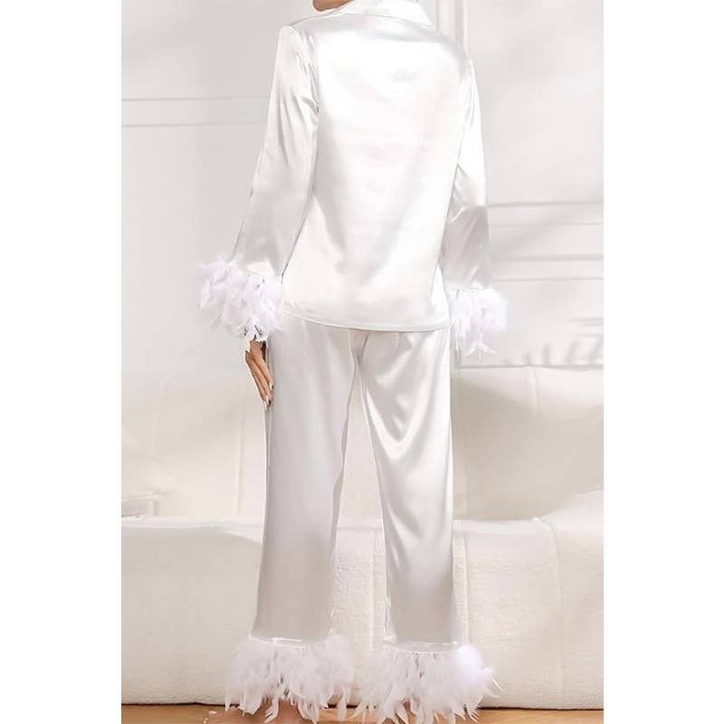 Paperdoll - Vente Haut et bas de pyjama – femme -  Pyjama en soie glacée en satin 5