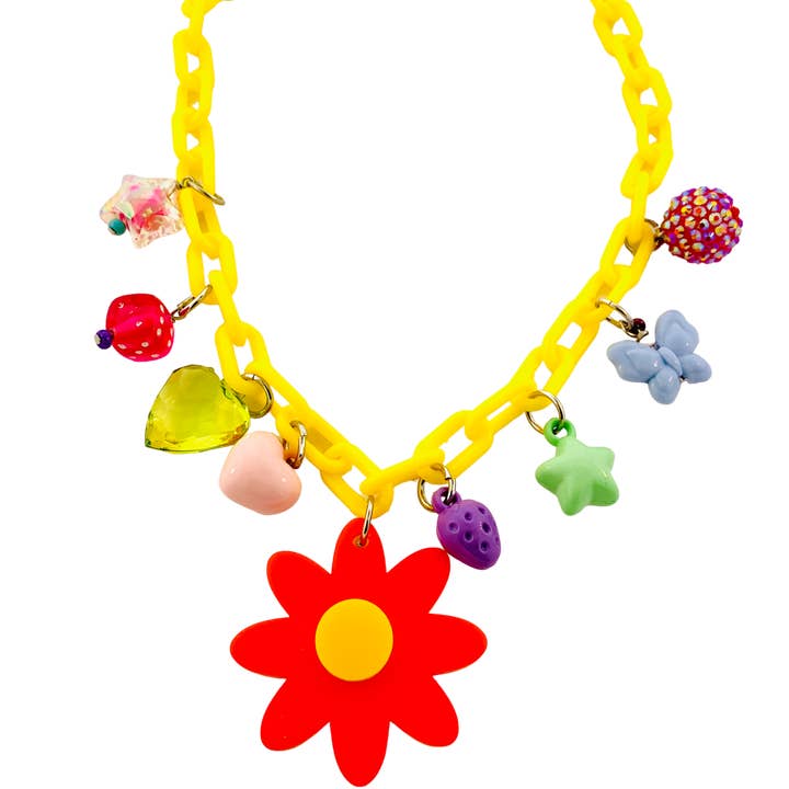 Multi-Charm, Handmade Acrylic Flower Necklace Kids or Adults for wholesale by Sadie’s Moon