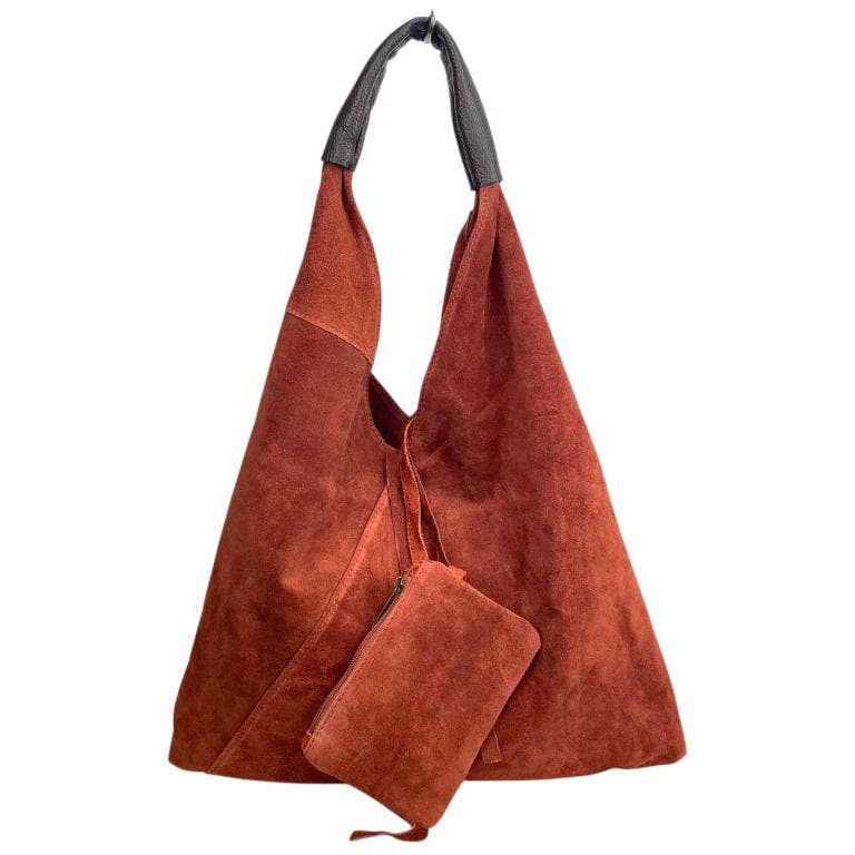 Chenson & Gorett - Wholesale Schoudertas - Dames - Dames schoudertas van suède leer met extra portemonnee5