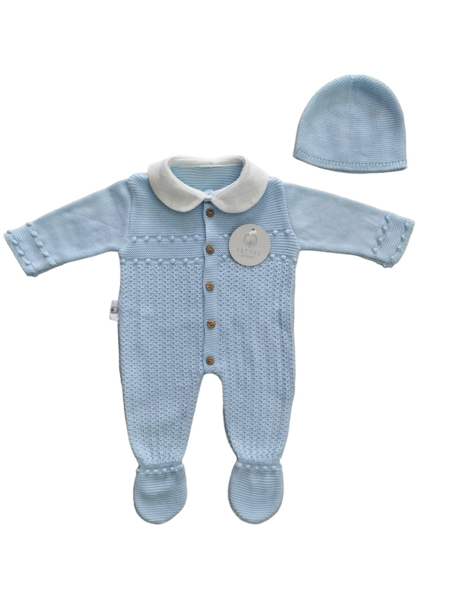 Cotton Socks - Wholesale Clothing Set - Baby - CT 502 JUMPSUIT SET WITH HAT4