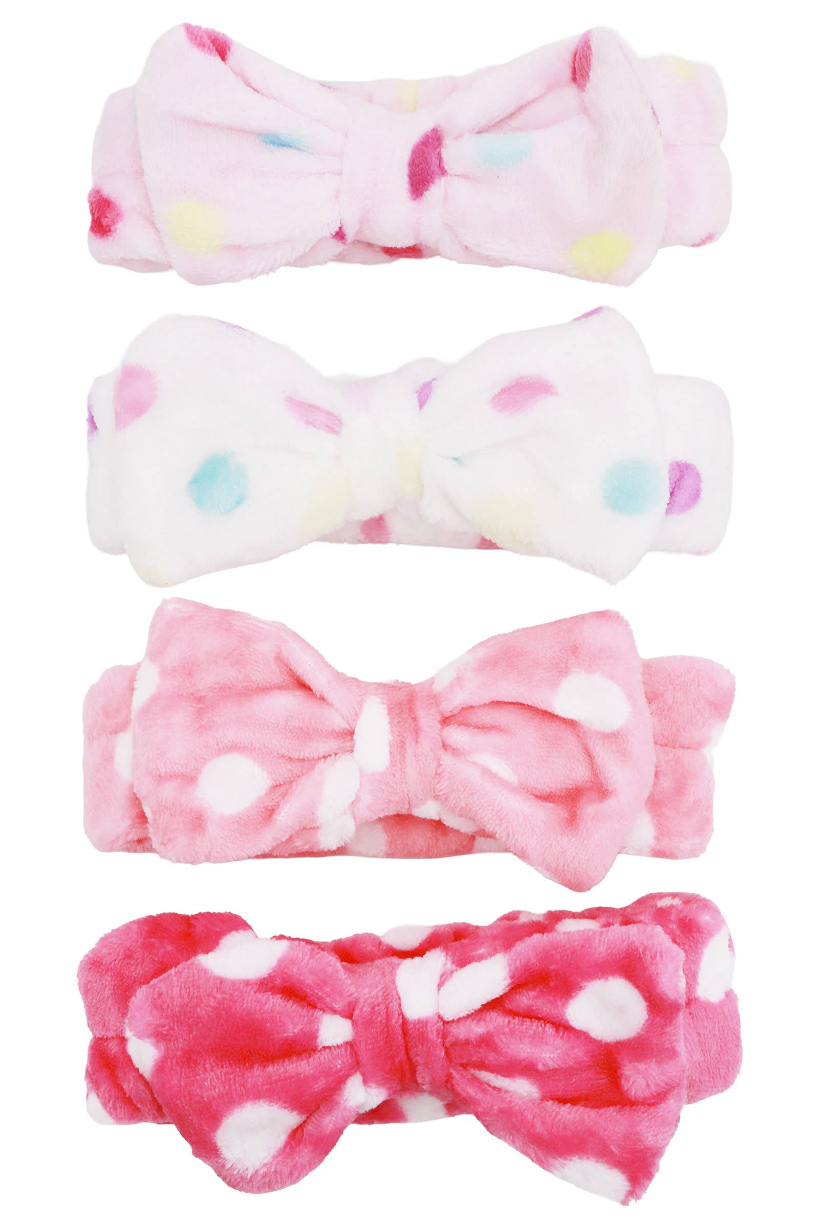 ASSORTED Leopard Polka Dot Solid Mix Fuzzy Spa Headband for wholesale on Faire1