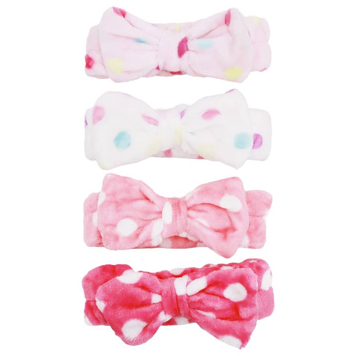 ASSORTED Leopard Polka Dot Solid Mix Fuzzy Spa Headband for wholesale on Faire1