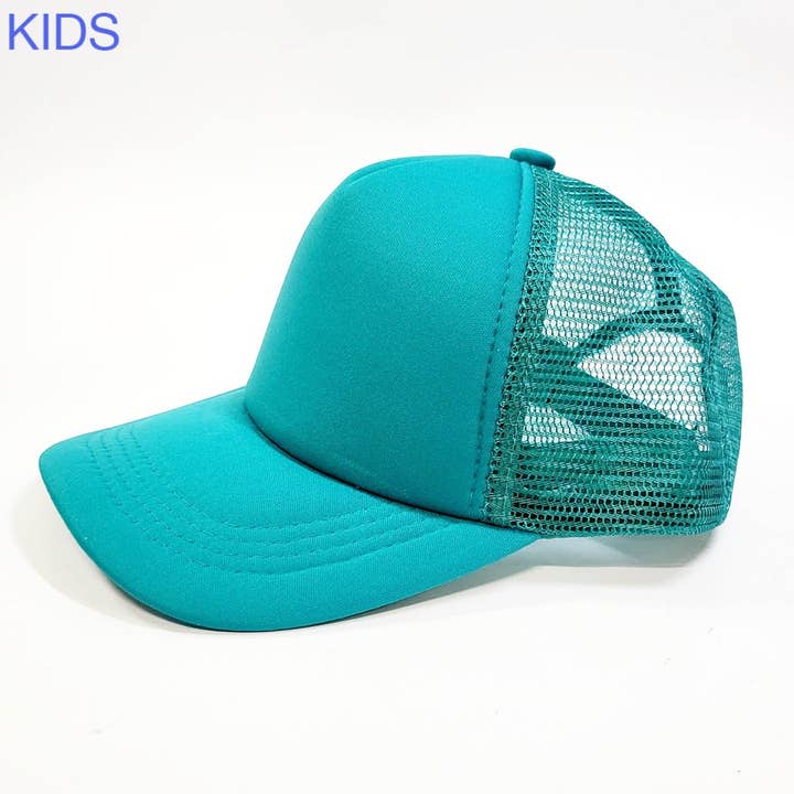 Funteze - Wholesale Kids Hat - Kids - Kids Solid Color Foam Sponge Mesh Trucker Hat