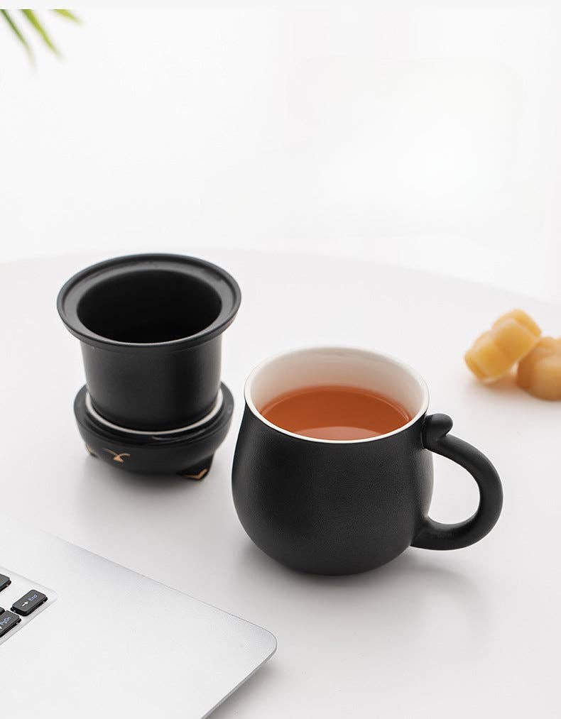 Gohobi （We cover U.S. import duties） - Wholesale Tea Set - Gohobi Lucky Black & White Cat Tea Cup With Infuser8