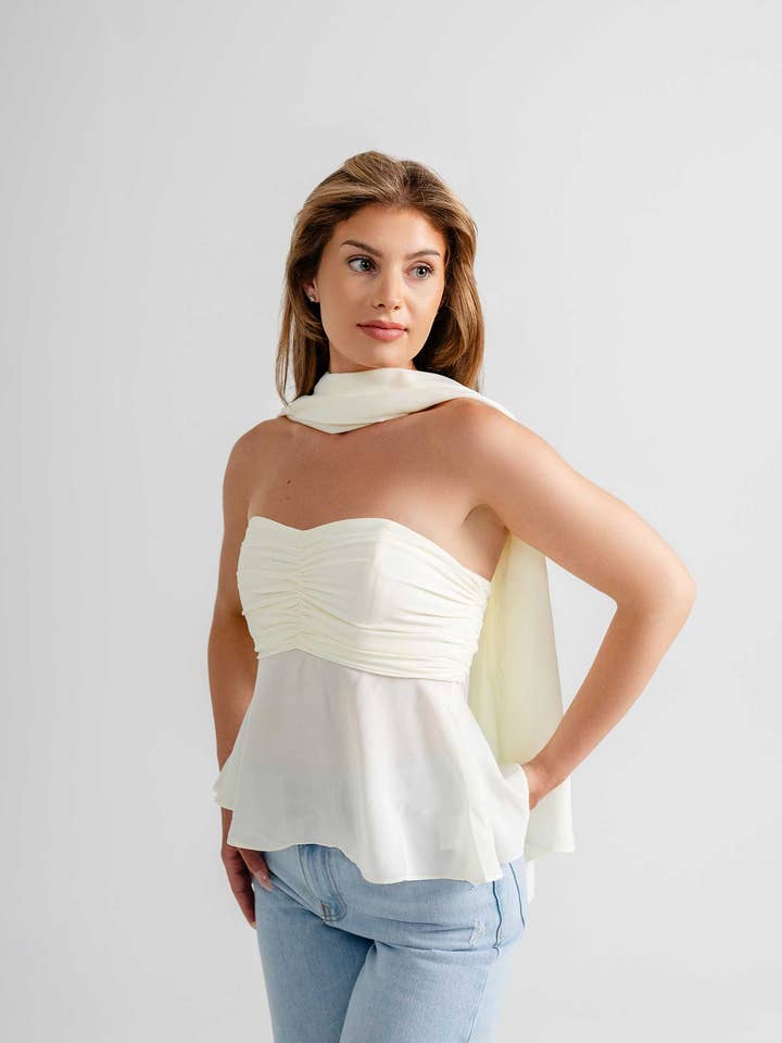 Schulterfreies Oberteil mit Halstuch | Weihnachten | Mode für den Großhandel von Miss Muse