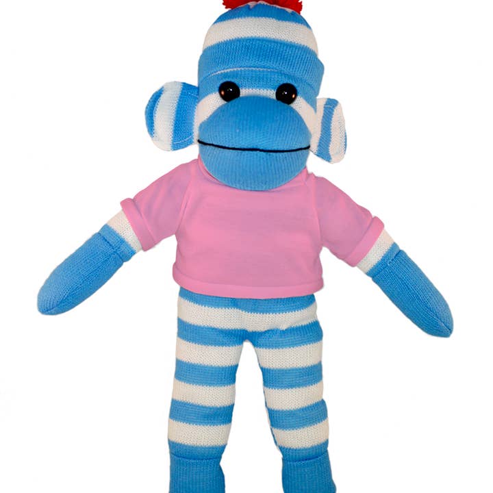 Plushland - Wholesale Stuffed/Plush Toy - Kids & Baby - Blue Sock Monkey Bean Bag animal 10"8