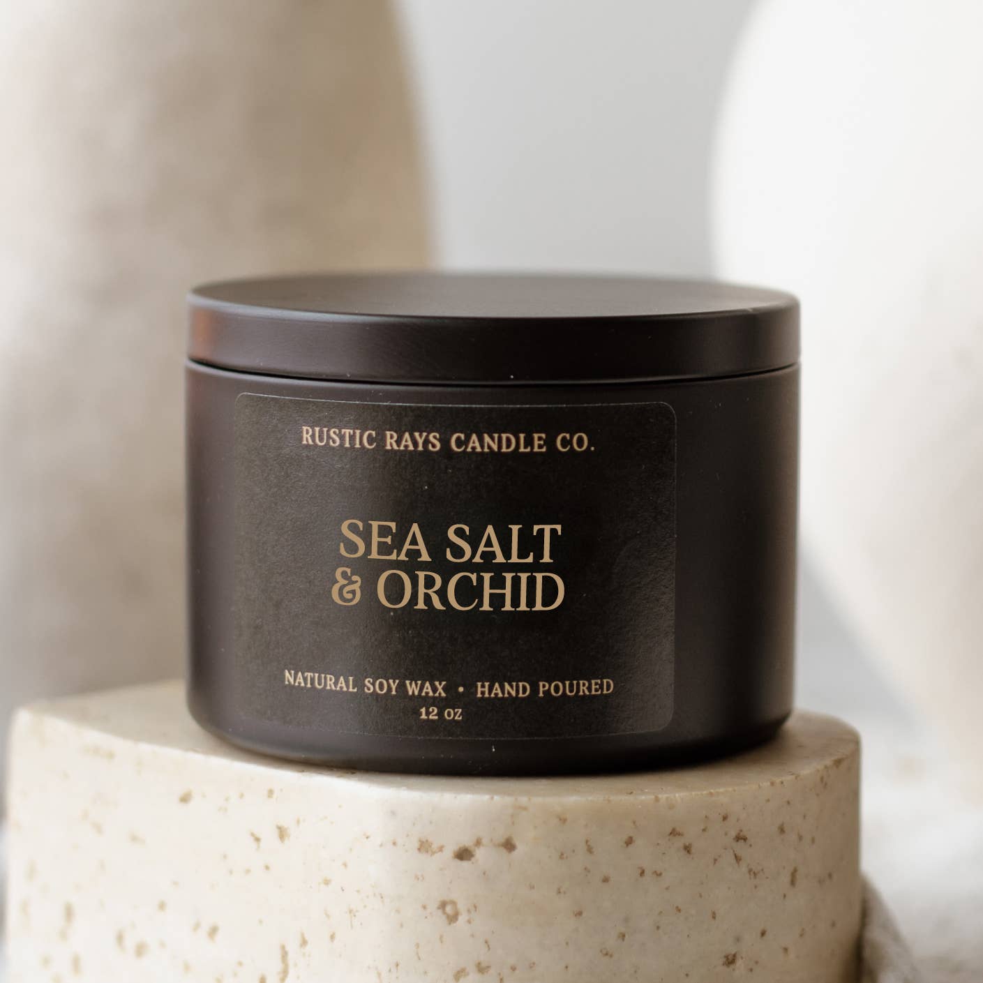 Rustic Rays Candle Co. - Wholesale Jar/Filled Candle - Sea Salt & Orchid 12 oz Soy Candle - Spring Home Decor1