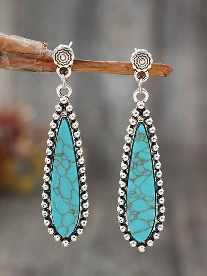 Boucles d'oreilles vintage en turquoise de Bohême pour la vente par Threaded Pear
