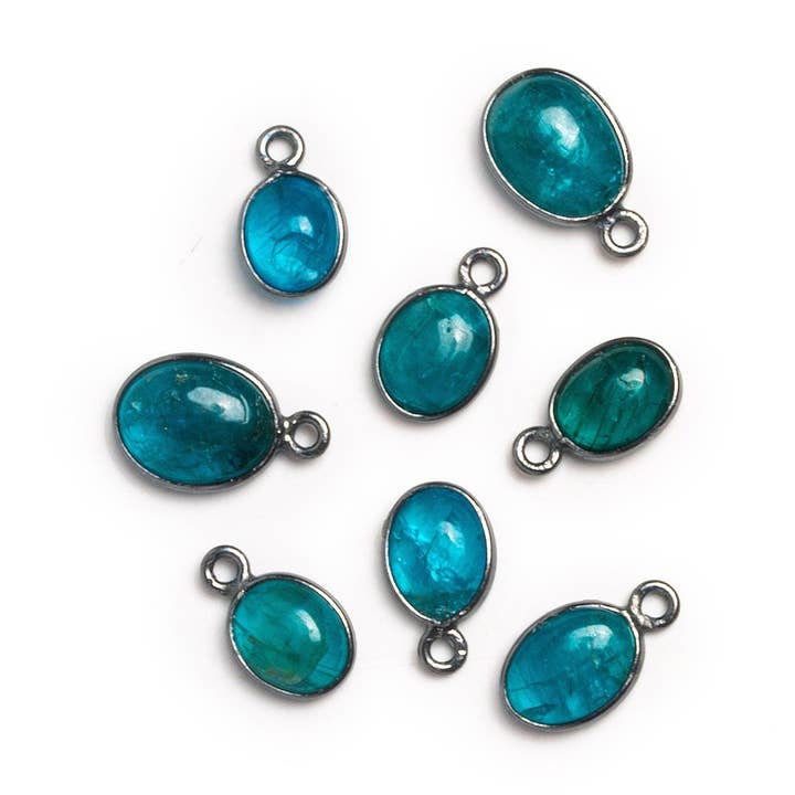 13x8mm Black Gold Bezeled Apatite Oval Pendant 1 Bead for wholesale by The Bead Traders