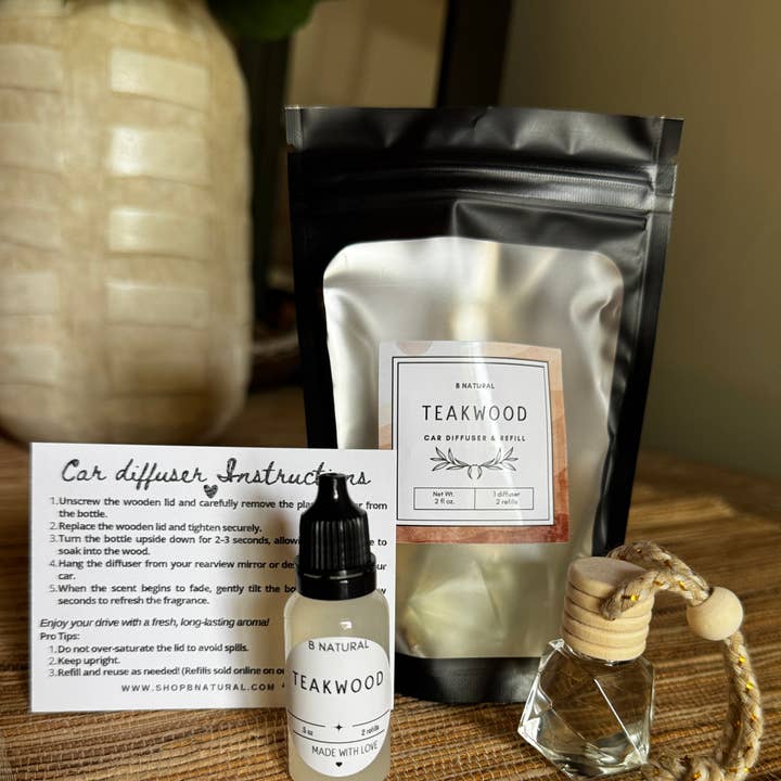 Car Fragrance Diffuser| Teakwood- Pouch/Refill for wholesale by B.NATURAL