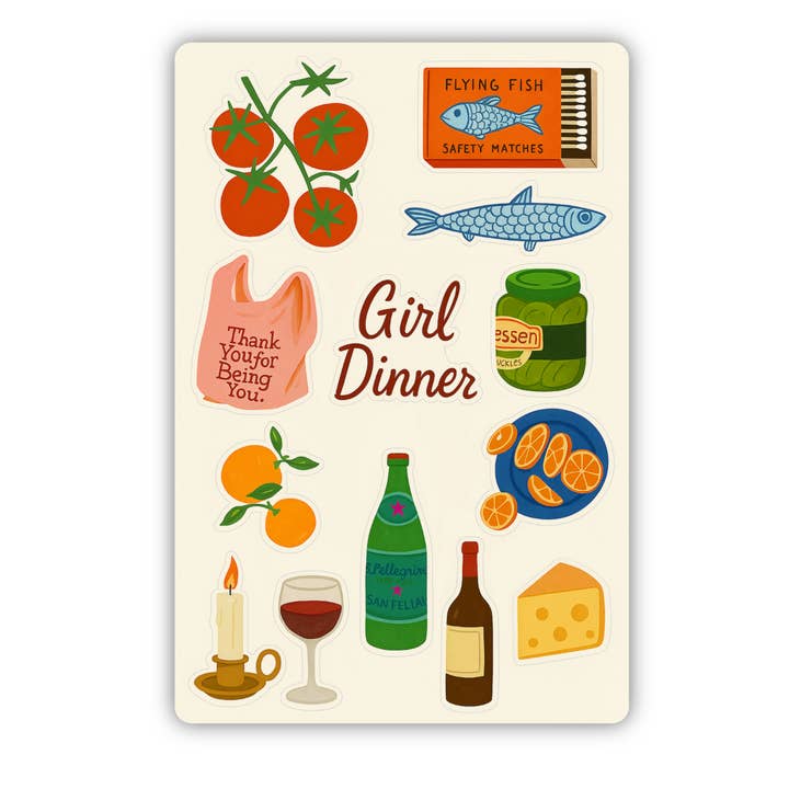 Girl Dinner Sticker Sheet – Cottagecore- Journaling Sheets for wholesale by inviting affairs paperie