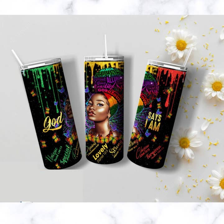 Gud säger att jag är det, Black Girl Magic Tumbler för wholesale av PRV_DESIGNS