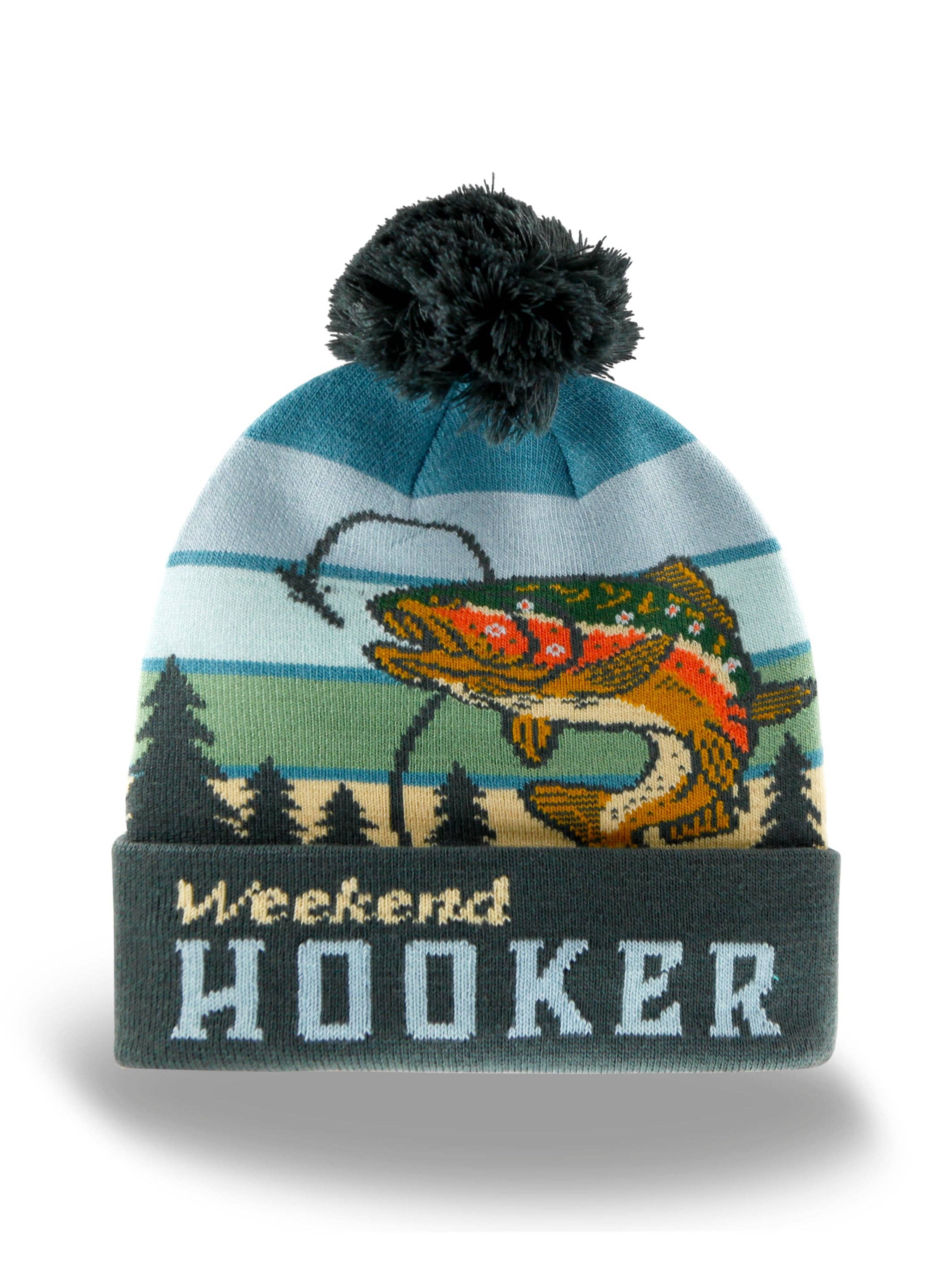 Northern Icons Creations INC - Wholesale Beanie - Unisex - Weekend Hooker Fishing Beanie Hat with Pom Pom Outdoor Winter Knit Cap3