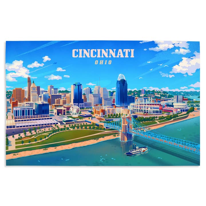GICLEE PRINT Cincinnati, Ohio, Lithograph City Series for wholesale by Lantern Press