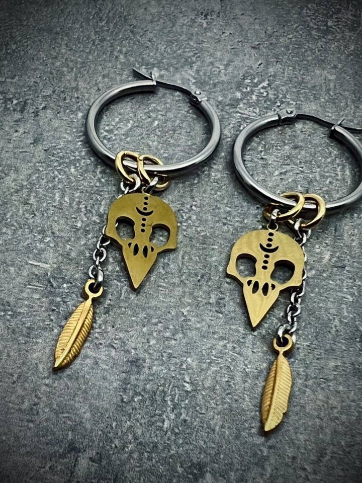 The Shadow edit - Raven Talisman Hoops - 25mm Silver / Gold for wholesale by Lawless