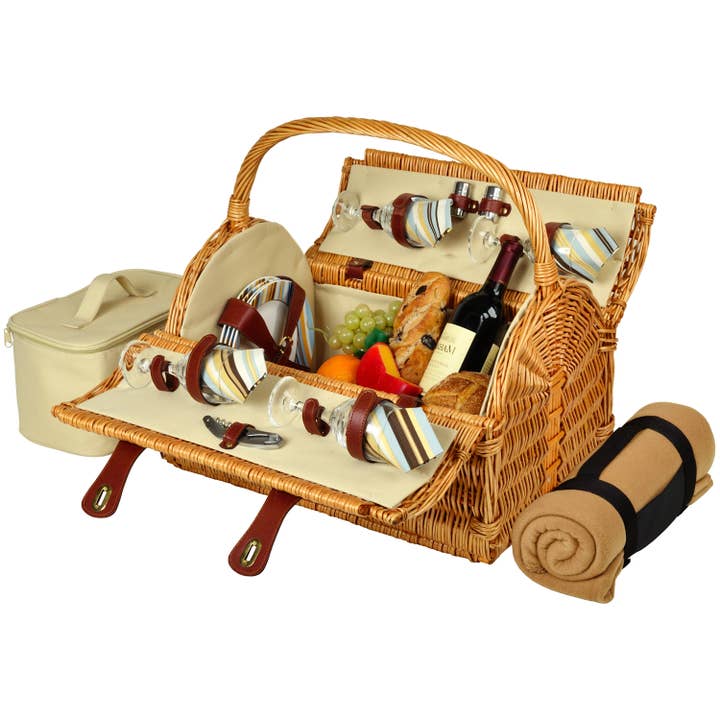 Picnic at Ascot - Wholesale Picnic Basket - Yorkshire Basket for Four with Blanket1