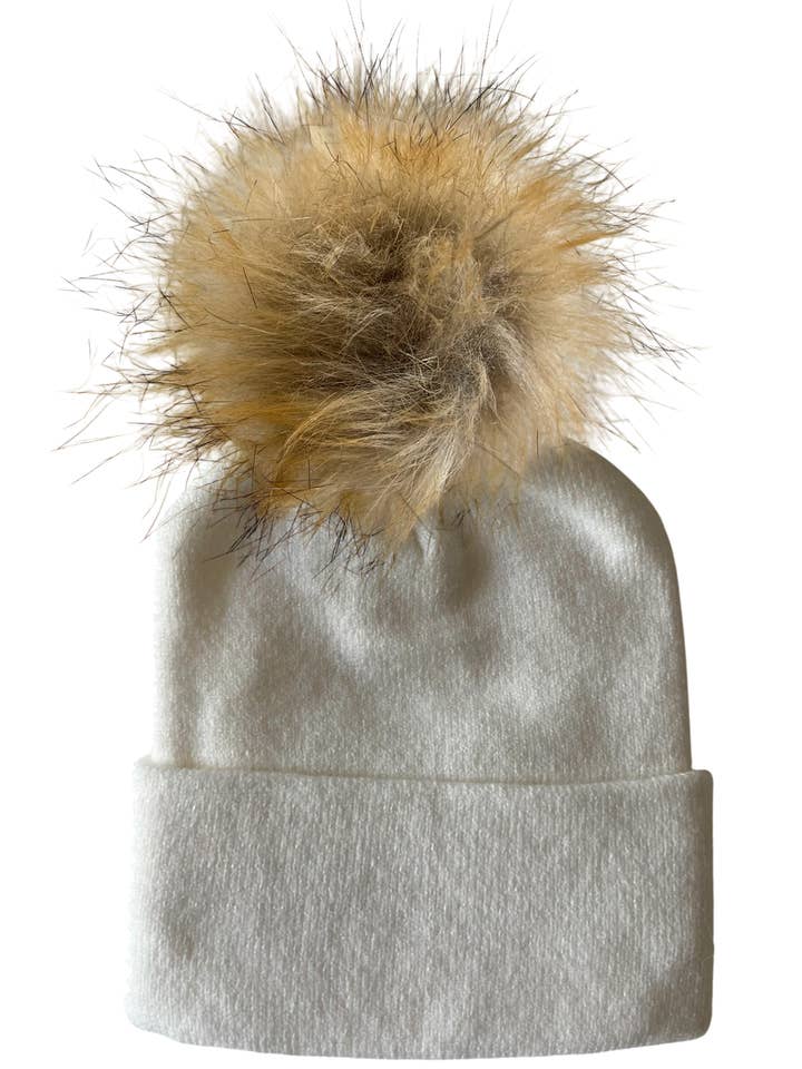 Baby's First Hat®, Warme Witte Bont Pom voor wholesale door SpearmintLOVE