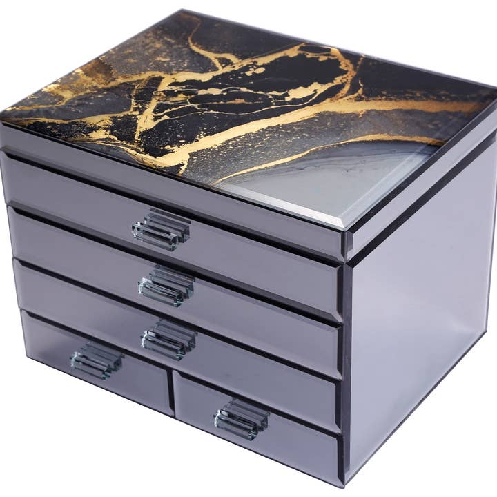 Cristal de ágata: caixa de joias de 12 “x9,25" com gavetas por atacado de Tobin Tate