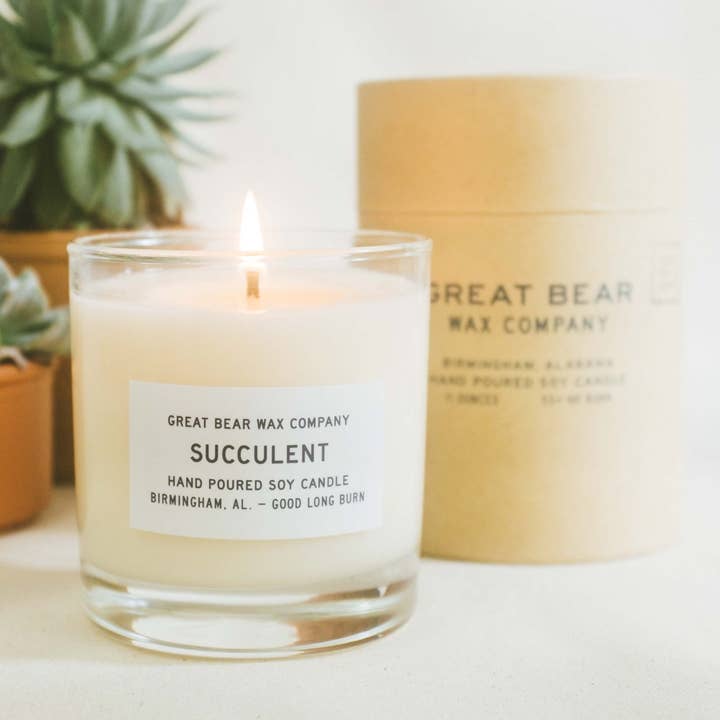 Succulent Candle 11 oz for wholesale by Great Bear Wax Co.