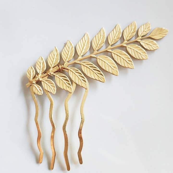 Pente Decorativo Detalhado com Folha de Feto para Festa de Casamento por atacado de Sara Sela Jewelry