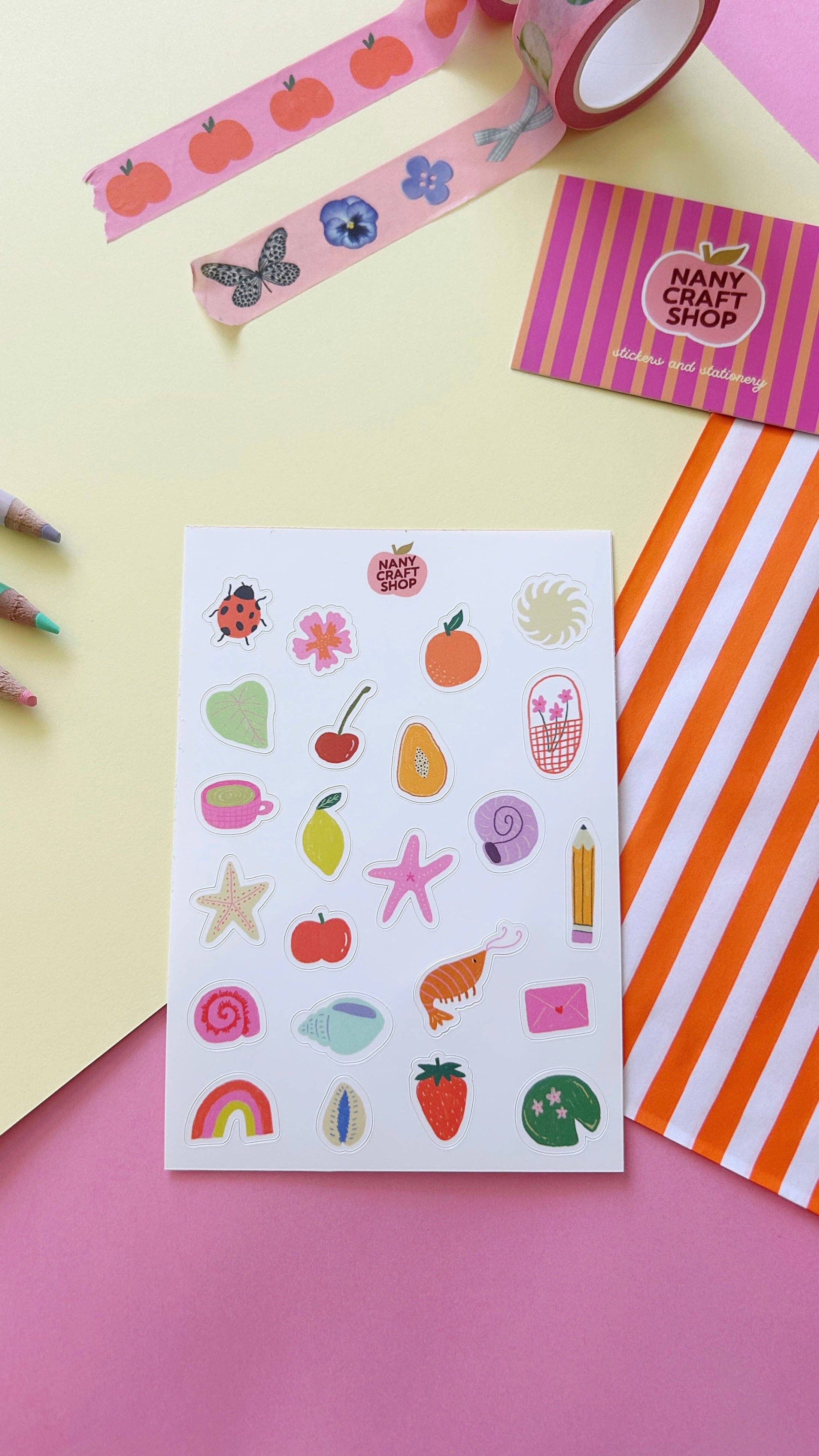 Nany Craft Shop - Venta al por mayor Pegatina - Plancha de pegatinas mini dibujos verano A6 🌈2